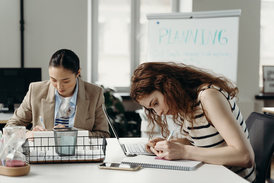 Women focused on work